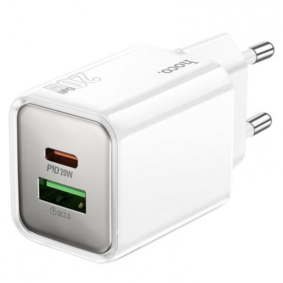 Блок живлення Hoco N46 Glorious PD20W+QC3.0 (1USB-A/1C) White