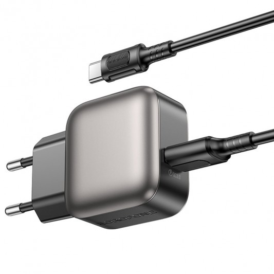 МЗП Borofone BAS52A Absolute QC3.0 18W (1USB-A) + кабель USB to Type-C Black - зображення 1 