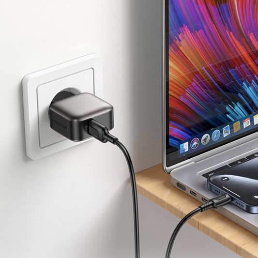 МЗП Borofone BAS52A Absolute QC3.0 18W (1USB-A) + кабель USB to Type-C Black - зображення 5 