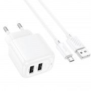 МЗП Hoco CS51A Surplus (2USB-A) + кабель USB to MicroUSB White