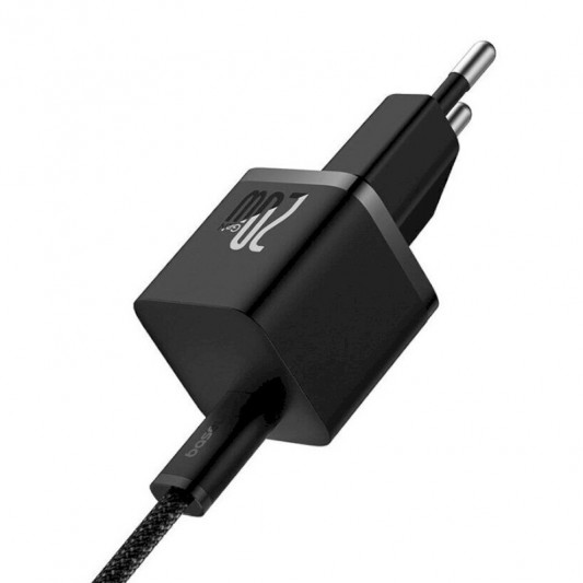 МЗП Baseus GaN5 Fast Charger (mini) PD20W (1USB-C) + кабель Type-C to Type-C (P10110900113) Cluster Black - зображення 2 