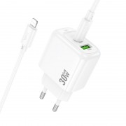 МЗП Hoco CS55A Surplus PD30W+QC3.0 (1USB-A/1C) + кабель Type-C to Lightning White