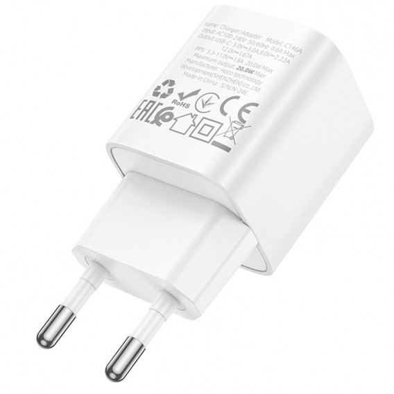Блок живлення Hoco C146A Charm PD20W (1USB-C) White
