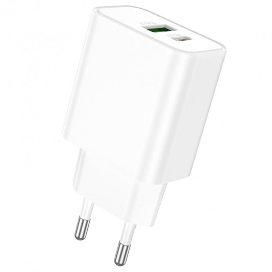 МЗП Borofone BA88A Navy PD20W+QC3.0 (1USB-A/1C) White - зображення 1 