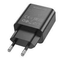 Блок питания Borofone BA88A Navy PD20W+QC3.0 (1USB-A/1C) Black