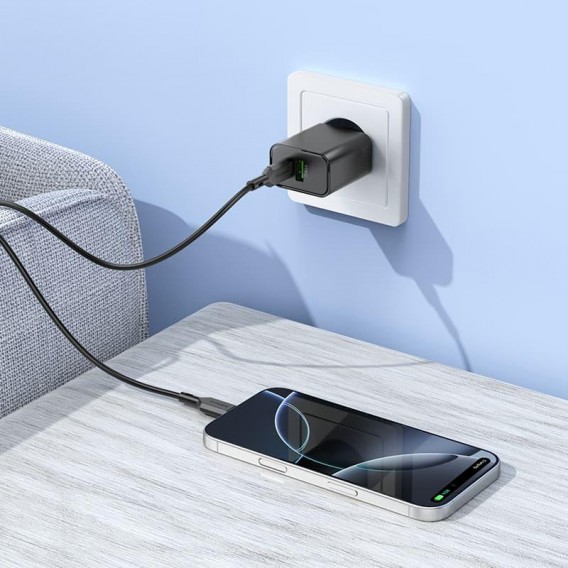 Блок живлення Borofone BA88A Navy PD20W+QC3.0 (1USB-A/1C) Black