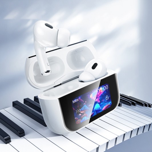 Бездротові TWS навушники Hoco EW79 Bright with Touch Screen ANC White - зображення 7 