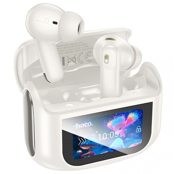 Беспроводные TWS наушники Hoco EQ21 Sandy with Touch Screen ANC+ENC Cloudy white
