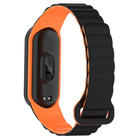Ремінець Dual-color Magnetic для Xiaomi Mi Band 7/6/5/4/3 Black / Orange