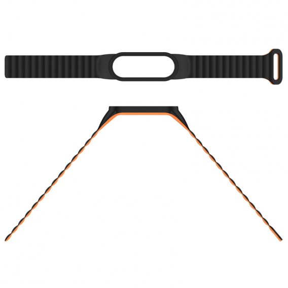 Ремінець Dual-color Magnetic для Xiaomi Mi Band 7/6/5/4/3 Black / Orange