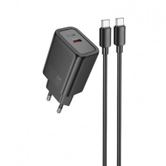Блок питания Hoco N60 Gentle PD20W (1USB-C) + кабель Type-C to Type-C Black