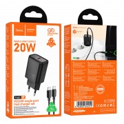 МЗП Hoco N60 Gentle PD20W (1USB-C) + кабель Type-C to Type-C Black