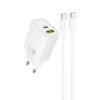 Блок питания Hoco N63 Gentle PD30W+QC3.0 (1USB-A/1C) + кабель Type-C to Type-C White