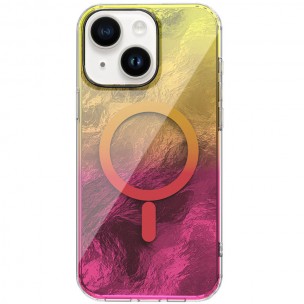 Чехол TPU Shiny Mountain (MagFit) для Apple iPhone 14/13 (6.1") Yellow/Pink