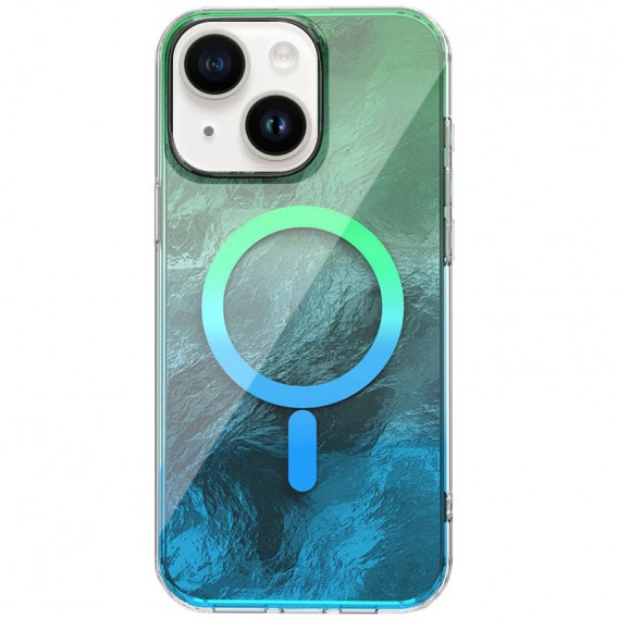 Чохол TPU Shiny Mountain (MagFit) для Apple iPhone 15 (6.1") Green / Blue