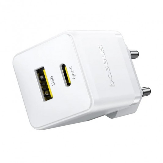 МЗП Baseus Palm Fast Charger 20W (1USB-A/1C) + кабель Type-C to Type-C (P10111608) Moon White - зображення 2 