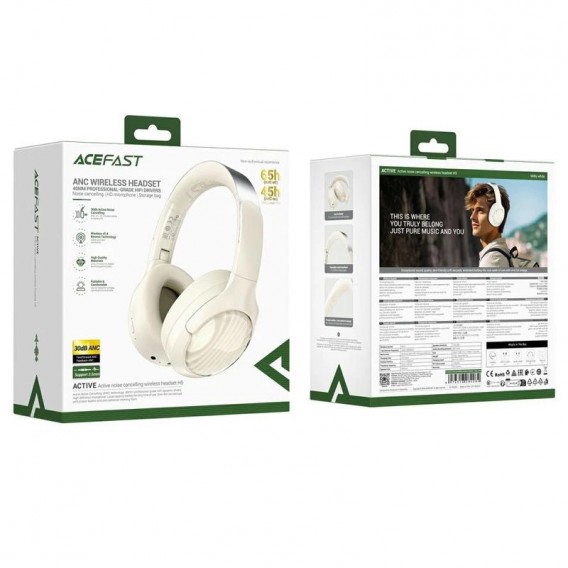 Накладні бездротові навушники Acefast H5 ANC Milky White