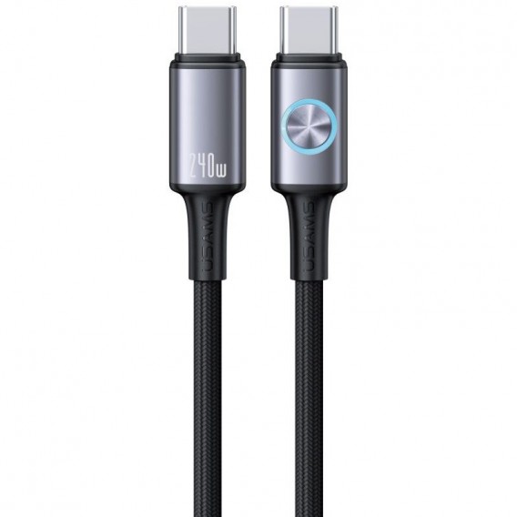 Дата кабель Usams US-SJ751 With Colorful Light Huan Ser. Type-C to Type-C 240W (1.2m) Desert Titanium