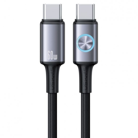 Дата кабель Usams US-SJ752 With Colorful Light Huan Ser. Type-C to Type-C 60W (1.2m) Tarnish