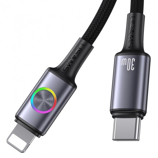 Дата кабель Usams US-SJ753 With Colorful Light Huan Ser. Type-C to Lightning 30W (1.2m) Tarnish - зображення 4 