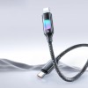 Дата кабель Usams US-SJ749 With Colorful Light TC Ser. Type-C to Lightning 30W (1.2m) Tarnish