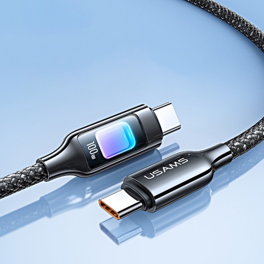 Дата кабель Usams US-SJ750 With Colorful Light TC Ser. Type-C to Type-C 100W (1.2m) Tarnish - зображення 1 