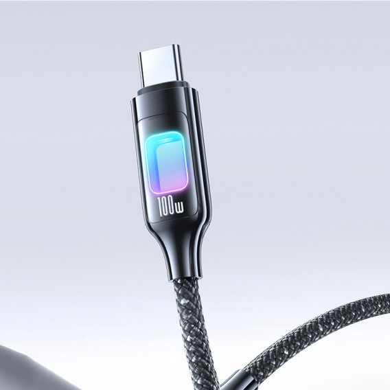 Дата кабель Usams US-SJ750 With Colorful Light TC Ser. Type-C to Type-C 100W (1.2m) Tarnish