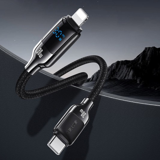 Дата кабель Usams US-SJ741 Digital Display HX Ser. Type-C to Lightning 30W (1.2m) Tarnish - зображення 1 