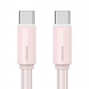 Дата кабель Usams US-SJ734 Bicolor Charging YR Ser. Type-C to Type-C 60W (1m) Pink