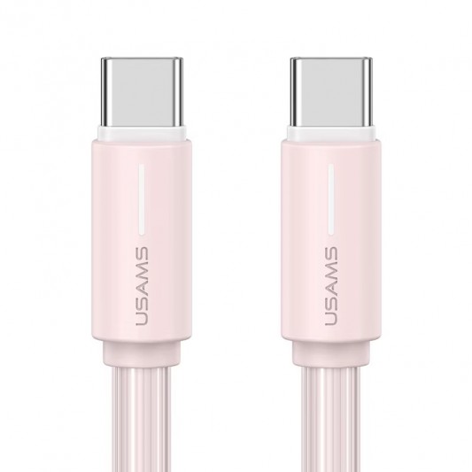 Дата кабель Usams US-SJ734 Bicolor Charging YR Ser. Type-C to Type-C 60W (1m) Pink