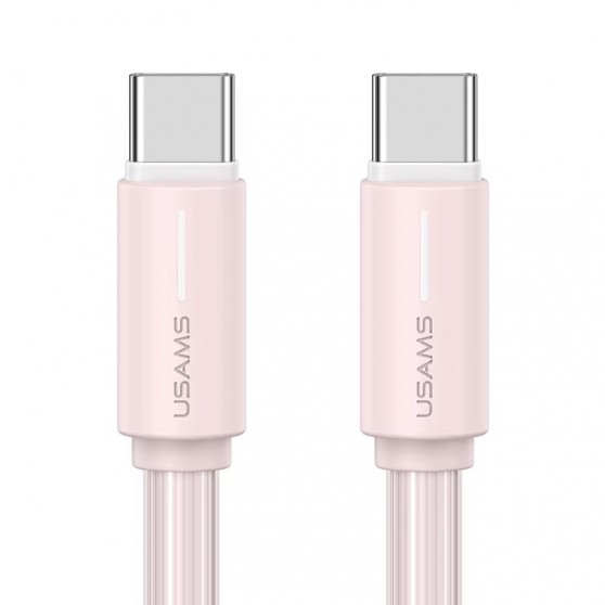 Дата кабель Usams US-SJ734 Bicolor Charging YR Ser. Type-C to Type-C 60W (1m) Pink