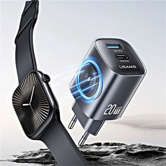 МЗП Usams US-CC293 T67 Multifunctional iWatch Charger 20W (1USB-A/1C) Tarnish - зображення 2 