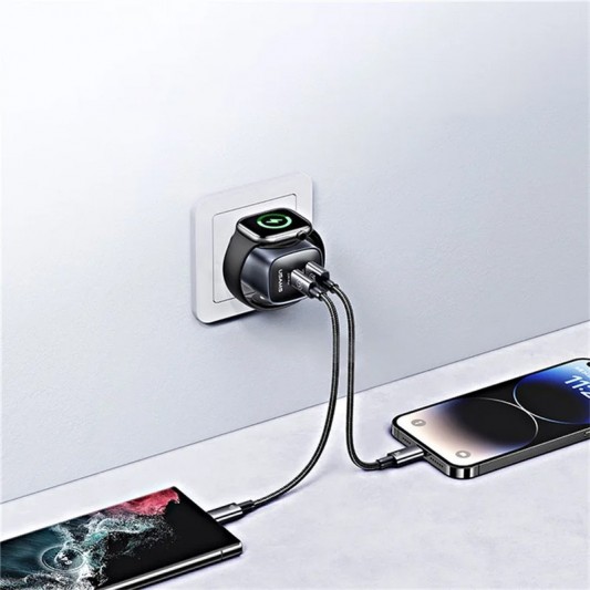 МЗП Usams US-CC293 T67 Multifunctional iWatch Charger 20W (1USB-A/1C) Tarnish - зображення 4 
