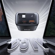 МЗП Usams US-CC299 GaN With Retractable Type-C Cable Xiang Ser. 65W (1USB-A/1C) Black