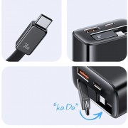 МЗП Usams US-CC296 GaN With Retractable Type-C Cable Xiang Ser. 30W (1USB-A/1C) Black