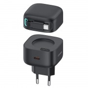 Блок живлення Usams US-CC202 GaN With Type-C Magnetic Retractable Cable Module XMF Ser. 35W (2USB-C) Black