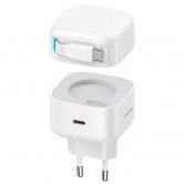 МЗП Usams US-CC202 GaN With Type-C Magnetic Retractable Cable Module XMF Ser. 35W (2USB-C) White МЗП Usams US-CC202 GaN With Type-C Magnetic Retractable Cable Module XMF Ser. 35W (2USB-C) White