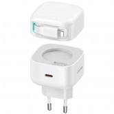 МЗП Usams US-CC209 GaN With Lightning Magnetic Retractable Cable Module XMF Ser. 35W (2USB-C) White МЗП Usams US-CC209 GaN With Lightning Magnetic Retractable Cable Module XMF Ser. 35W (2USB-C) White