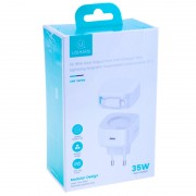МЗП Usams US-CC209 GaN With Lightning Magnetic Retractable Cable Module XMF Ser. 35W (2USB-C) White