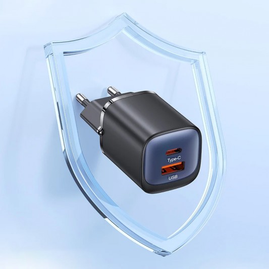 МЗП Usams US-CC254 GaN HC Ser. 30W (1USB-A/1C) Black - зображення 2 