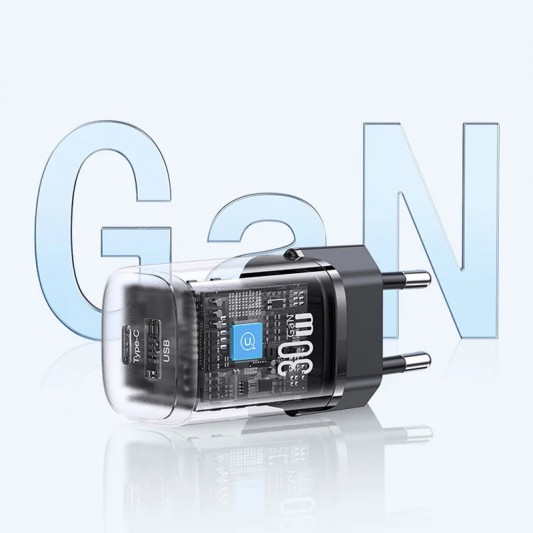 МЗП Usams US-CC254 GaN HC Ser. 30W (1USB-A/1C) Black - зображення 3 