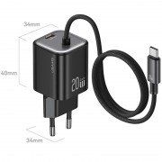 МЗП Usams US-CC261 GaN JC Ser. 20W (2USB-C) + кабель Type-C to Type-C Black