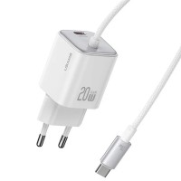 Блок питания Usams US-CC261 GaN JC Ser. 20W (2USB-C) + кабель Type-C to Type-C White