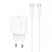 МЗП Usams US-CC226 Kit-Yi Ser. 20W (1USB-C) + кабель Type-C to Type-C White