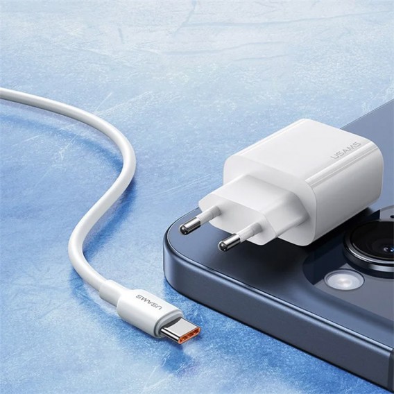 Блок живлення Usams US-CC226 Kit-Yi Ser. 20W (1USB-C) + кабель Type-C to Type-C White
