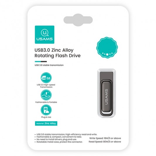 Флеш-накопичувач Usams US-ZB335 USB 3.0 Zinc Alloy – 16GB Tarnish - зображення 5 
