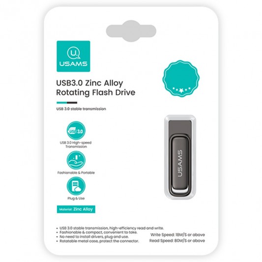 Флеш-накопичувач Usams US-ZB332 USB 3.0 Zinc Alloy Rotating – 64GB Tarnish - зображення 5 