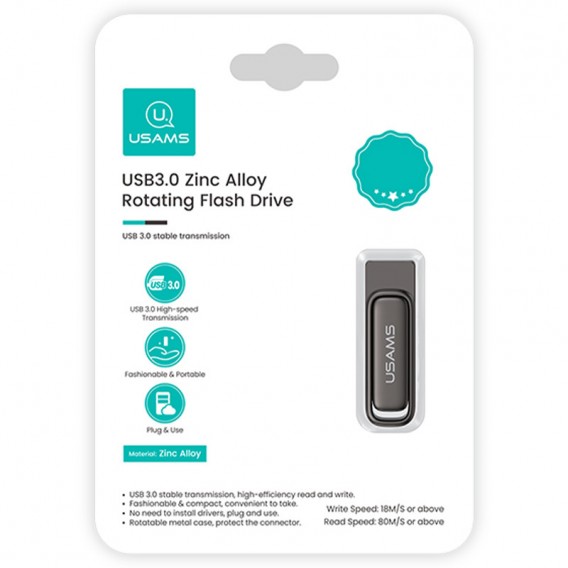 Флеш-накопичувач Usams US-ZB333 USB 3.0 Zinc Alloy Rotating – 128GB Tarnish