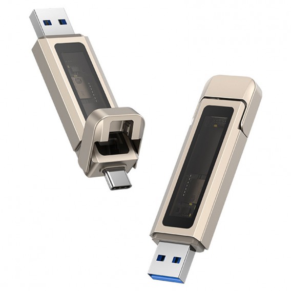 Флеш-накопичувач Usams US-ZB274 2in1 USB 3.2 + Type-C GEN1 Dual Ports Aluminum Alloy 5G – 128GB Silver