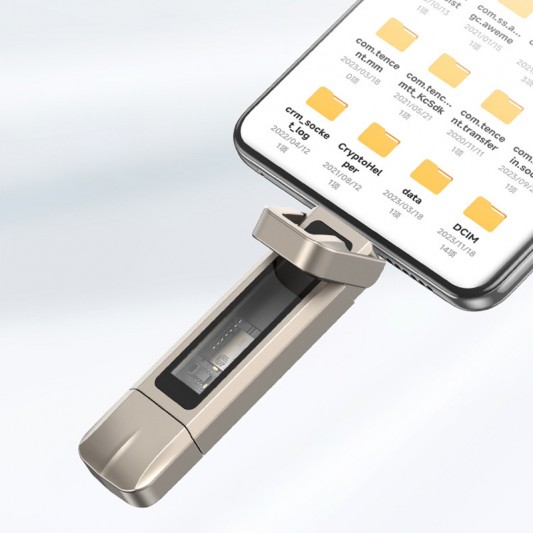 Флеш-накопичувач Usams US-ZB274 2in1 USB 3.2 + Type-C GEN1 Dual Ports Aluminum Alloy 5G – 128GB Silver - зображення 6 